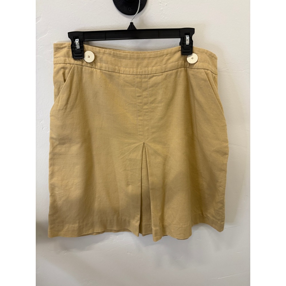Lilly Pulitzer Yellow Textured A-Line Skirt with Pockets Button Detail Size 14